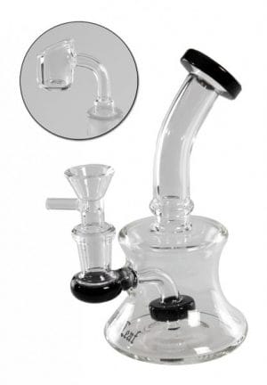 'Black Leaf' Glass Pipe Drum Perc Herbs & Oil